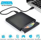 Blingco unidad de DVD, CD externa, USB 2.0, unidad de CD-RW externa portátil delgada, grabadora de DVD-RW, reproductor para laptop, Notebook, computadora de escritorio, color negro